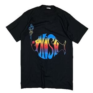 Vintage Phish Rainbow Fish Logo Black Small Single Stitch USA Made Jerzees Rare